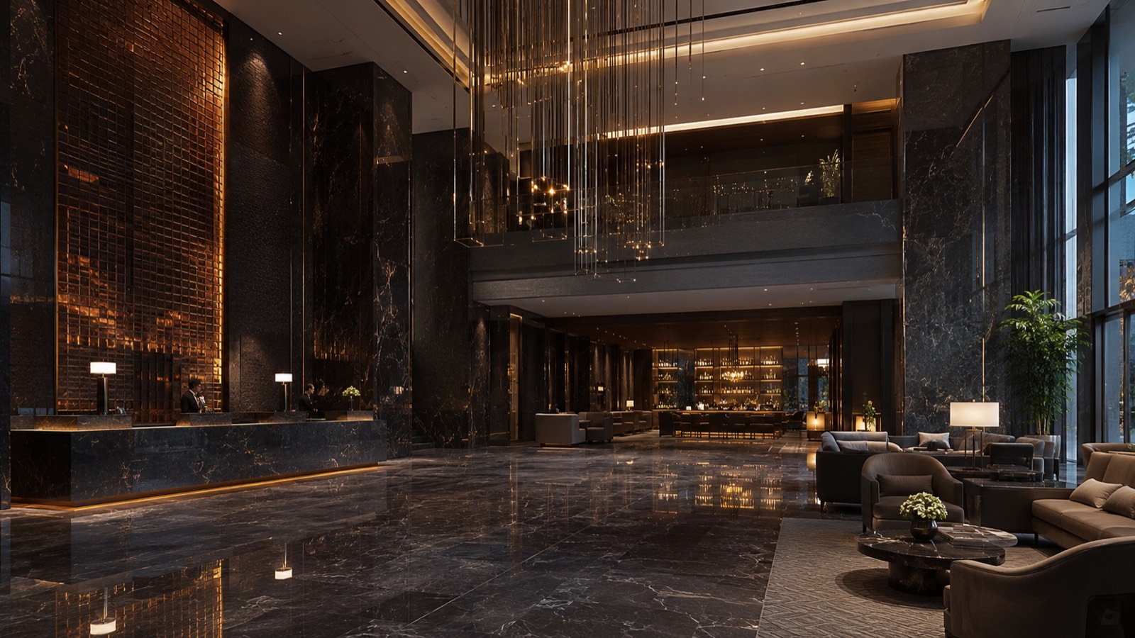 Elegante Hotellobby am Abend